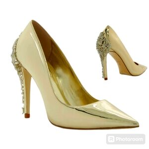 NWT Dune Gold Metallic Cocktail Heels Pump Sz 8